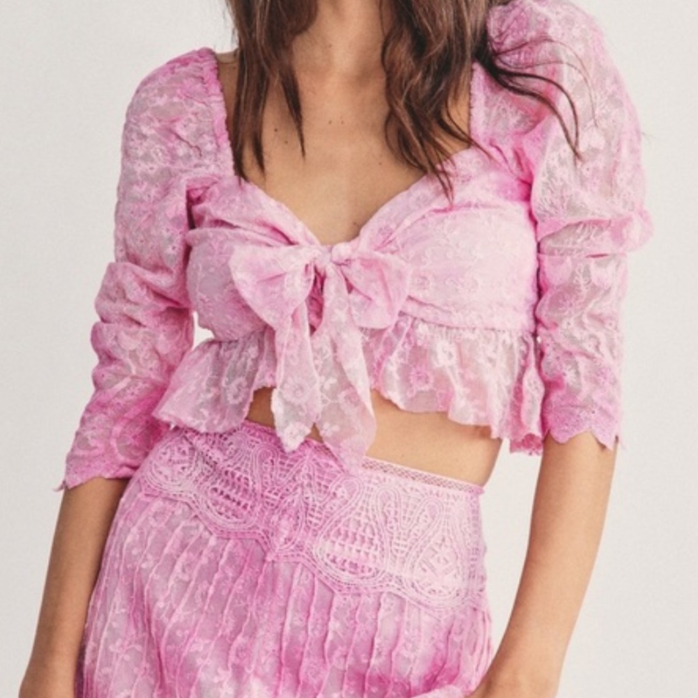 LoveShackFancy Pink Lace top